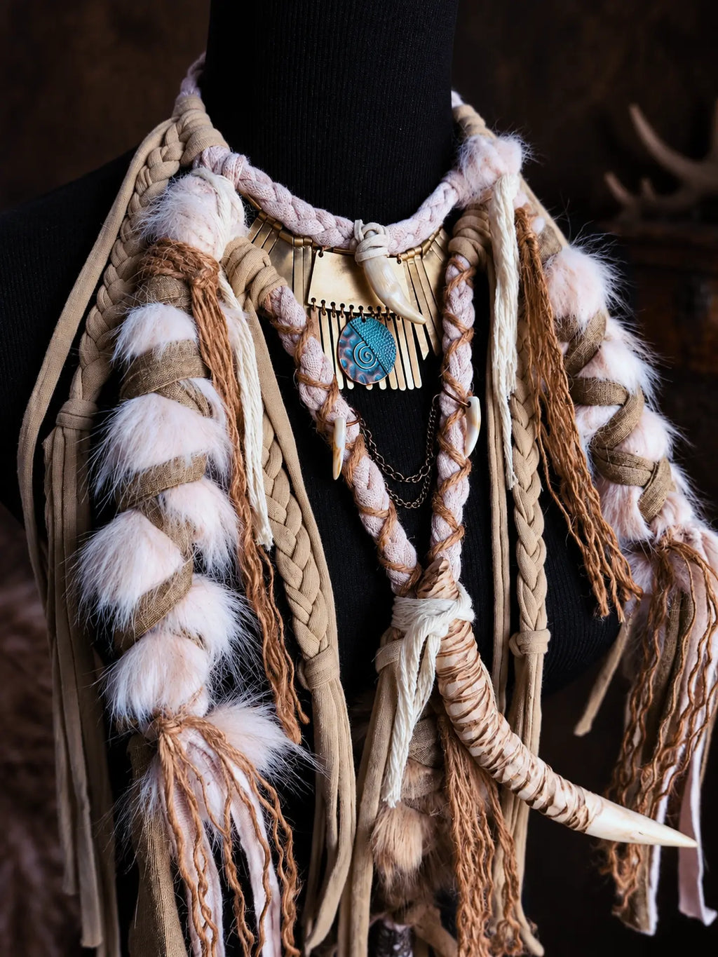 Collier "SKADI" chaman, viking nordique païen tribal pagan witcher médiéval, cosplay larping GN LARP - fait à la main, accessoire Bijoux