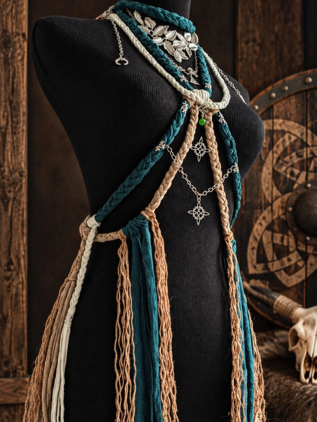Collier "YGGDRASIL" chaman volva viking nordique païen tribal pagan witcher médiéval, cosplay larping GN LARP - fait à la main, accessoire Bijoux