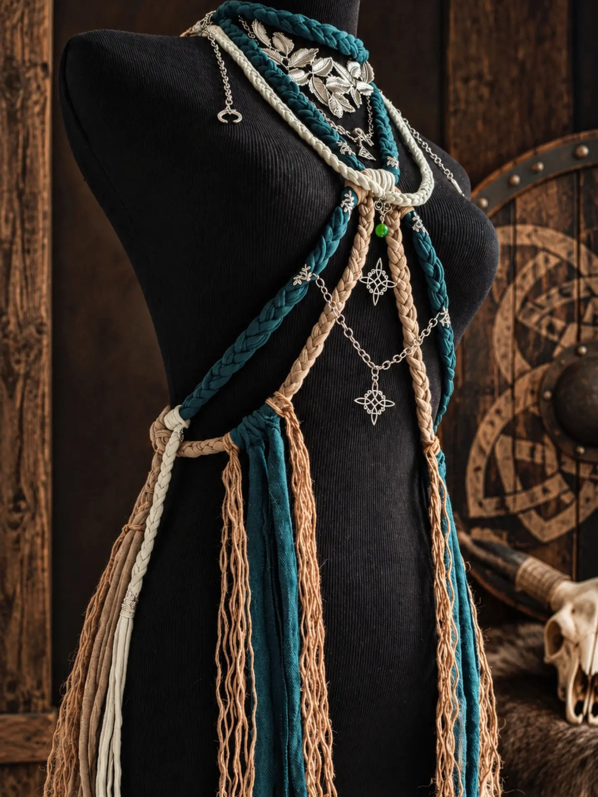 Collier "YGGDRASIL" chaman volva viking nordique païen tribal pagan witcher médiéval, cosplay larping GN LARP - fait à la main, accessoire Bijoux