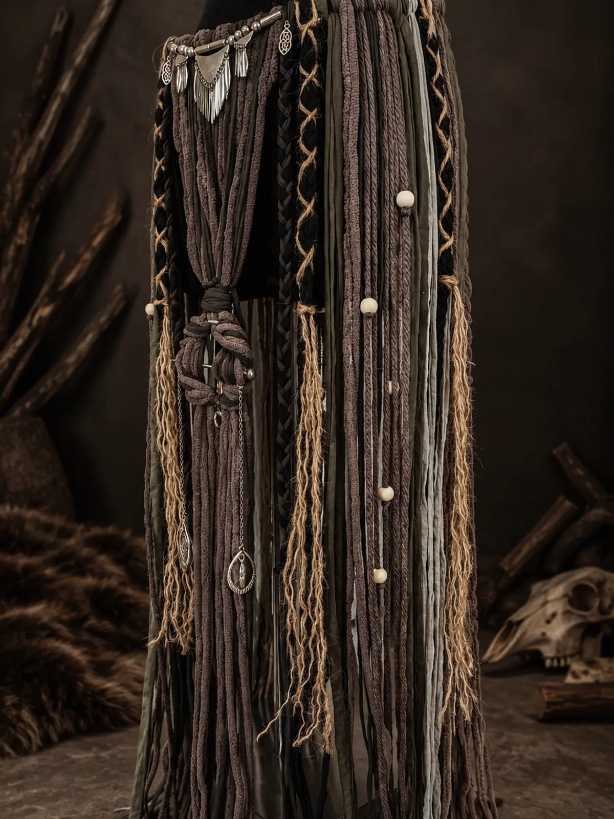 Pagne "HEL" ceinture Volva, Chamanique - viking nordique païen pagan witcher médiéval, cosplay larping GN LARP - fait à la main, Accessoire jupe
