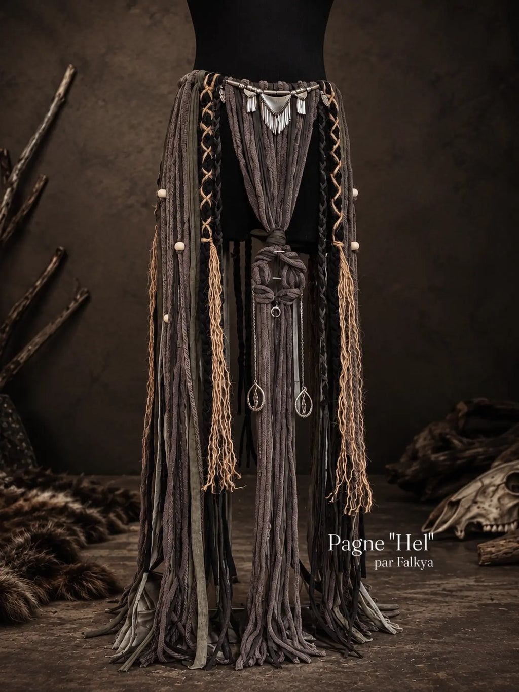 Pagne "HEL" ceinture Volva, Chamanique - viking nordique païen pagan witcher médiéval, cosplay larping GN LARP - fait à la main, Accessoire jupe