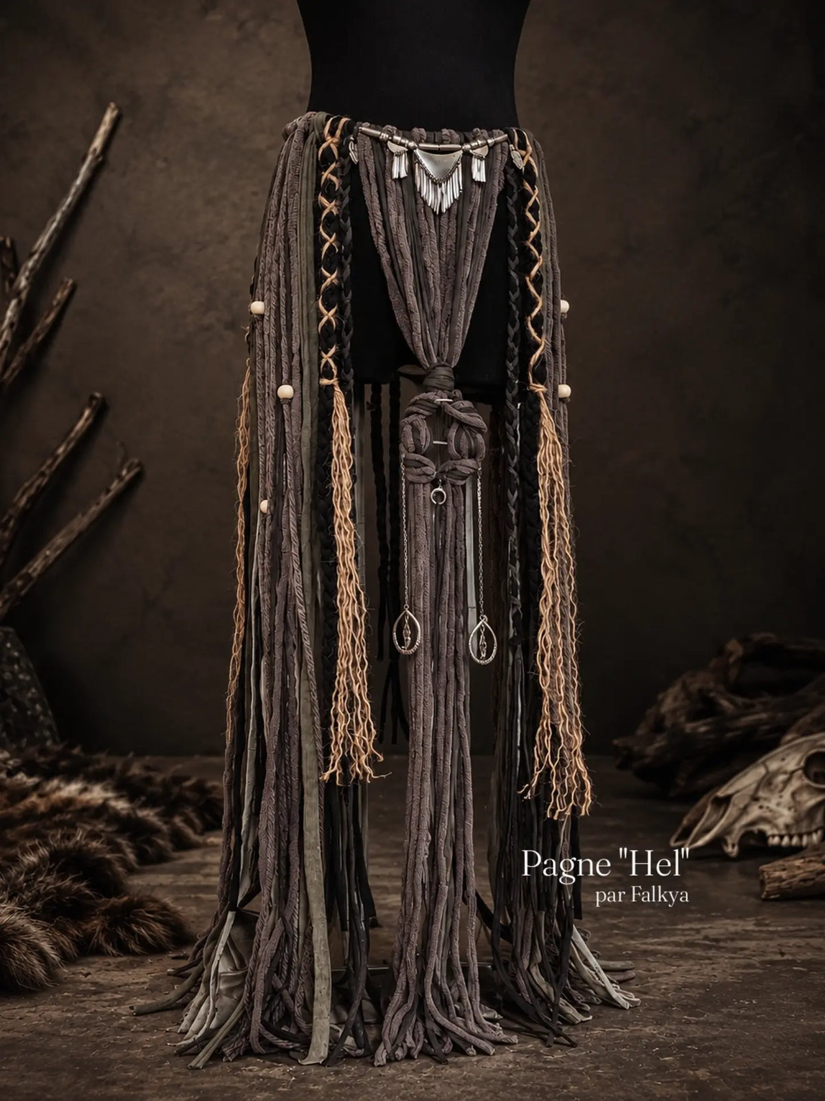 Pagne "HEL" ceinture Volva, Chamanique - viking nordique païen pagan witcher médiéval, cosplay larping GN LARP - fait à la main, Accessoire jupe