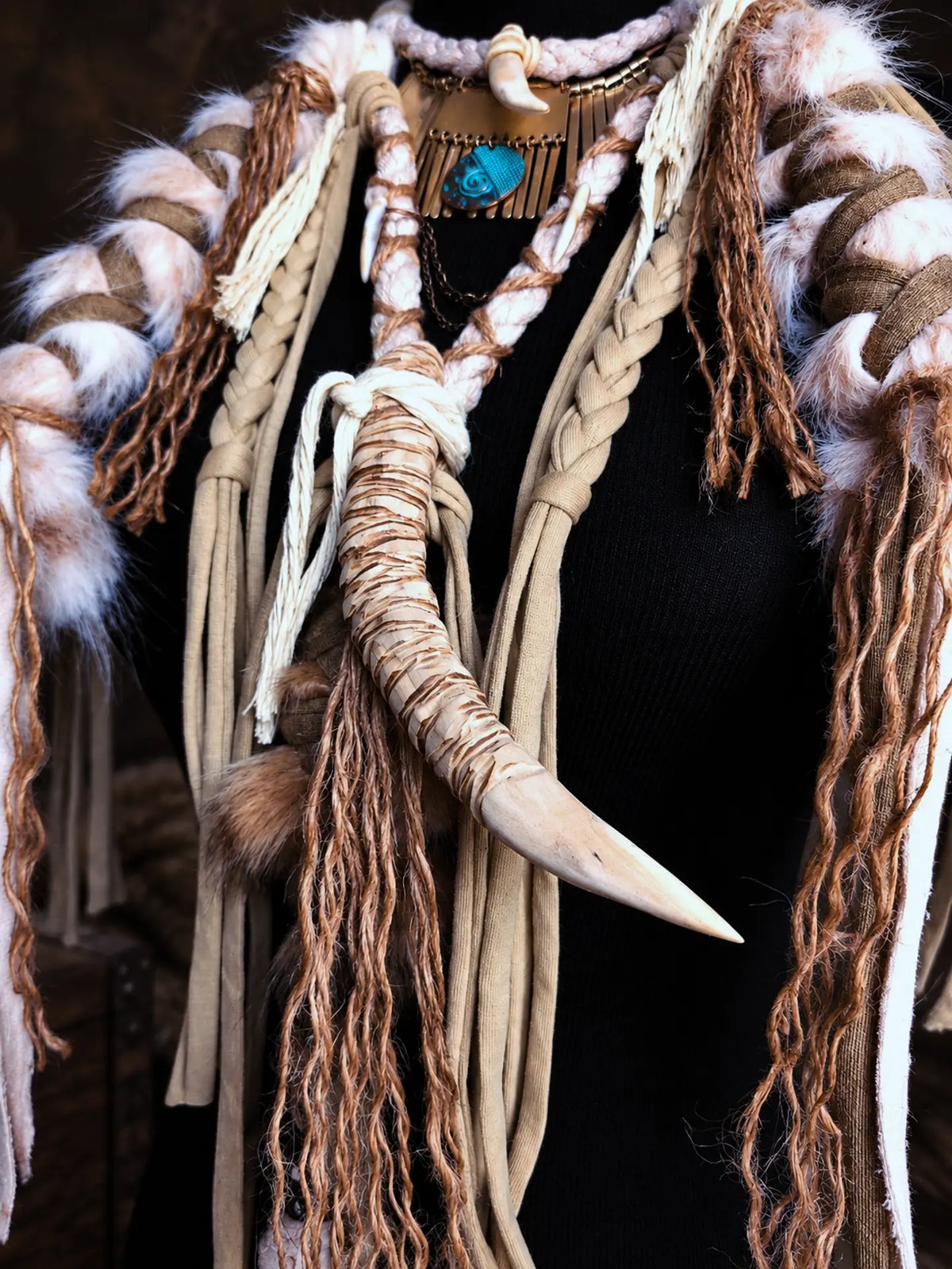 Collier "SKADI" chaman, viking nordique païen tribal pagan witcher médiéval, cosplay larping GN LARP - fait à la main, accessoire Bijoux
