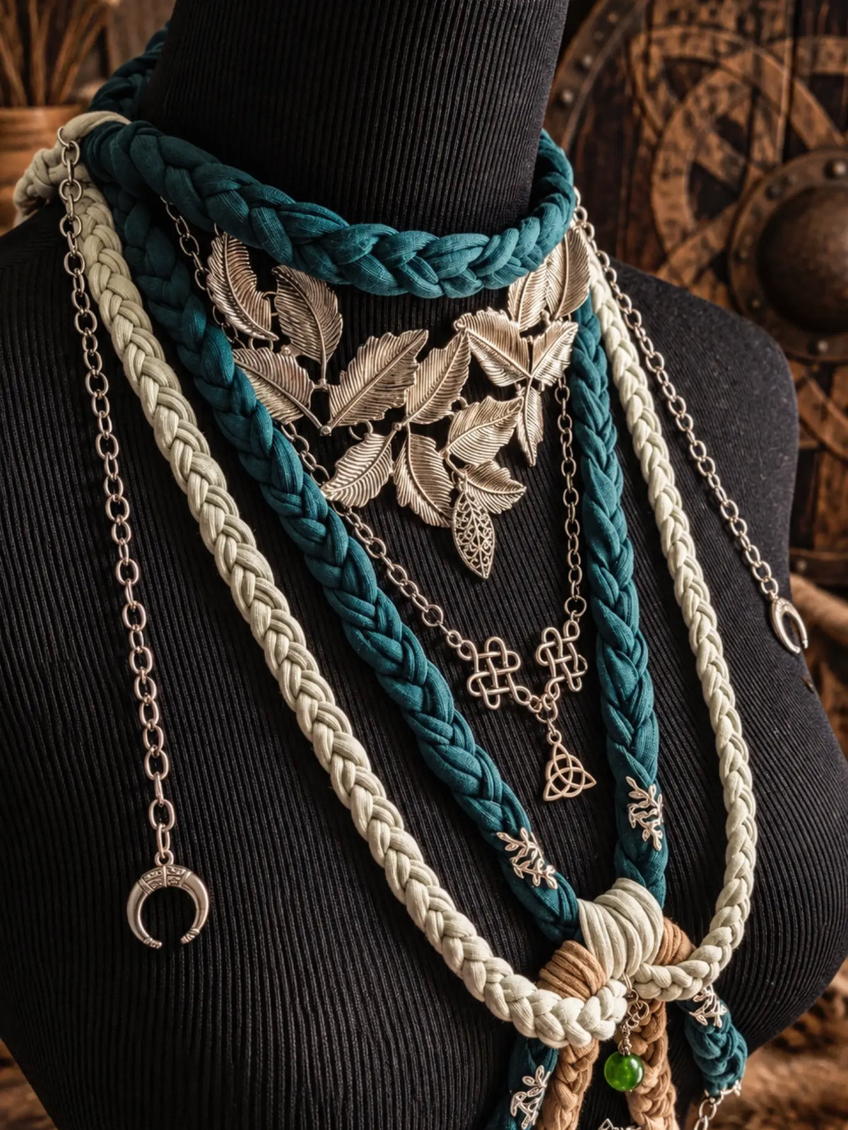Collier "YGGDRASIL" chaman volva viking nordique païen tribal pagan witcher médiéval, cosplay larping GN LARP - fait à la main, accessoire Bijoux