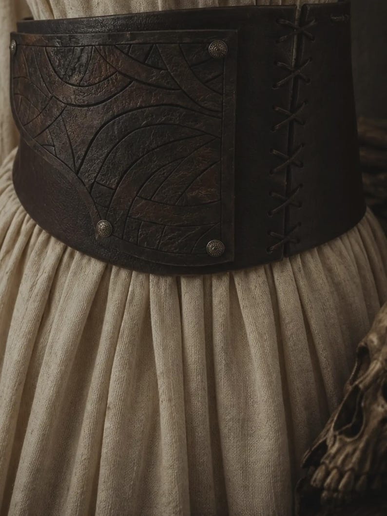 Ceinture "TYR" large viking nordique cosplay larping GN LARP - fait à la main - accessoire guerrier armure. Celtique médiéval - simili cuir marron
