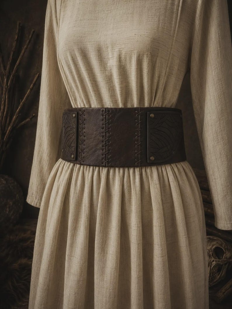 Ceinture "TYR" large viking nordique cosplay larping GN LARP - fait à la main - accessoire guerrier armure. Celtique médiéval - simili cuir marron