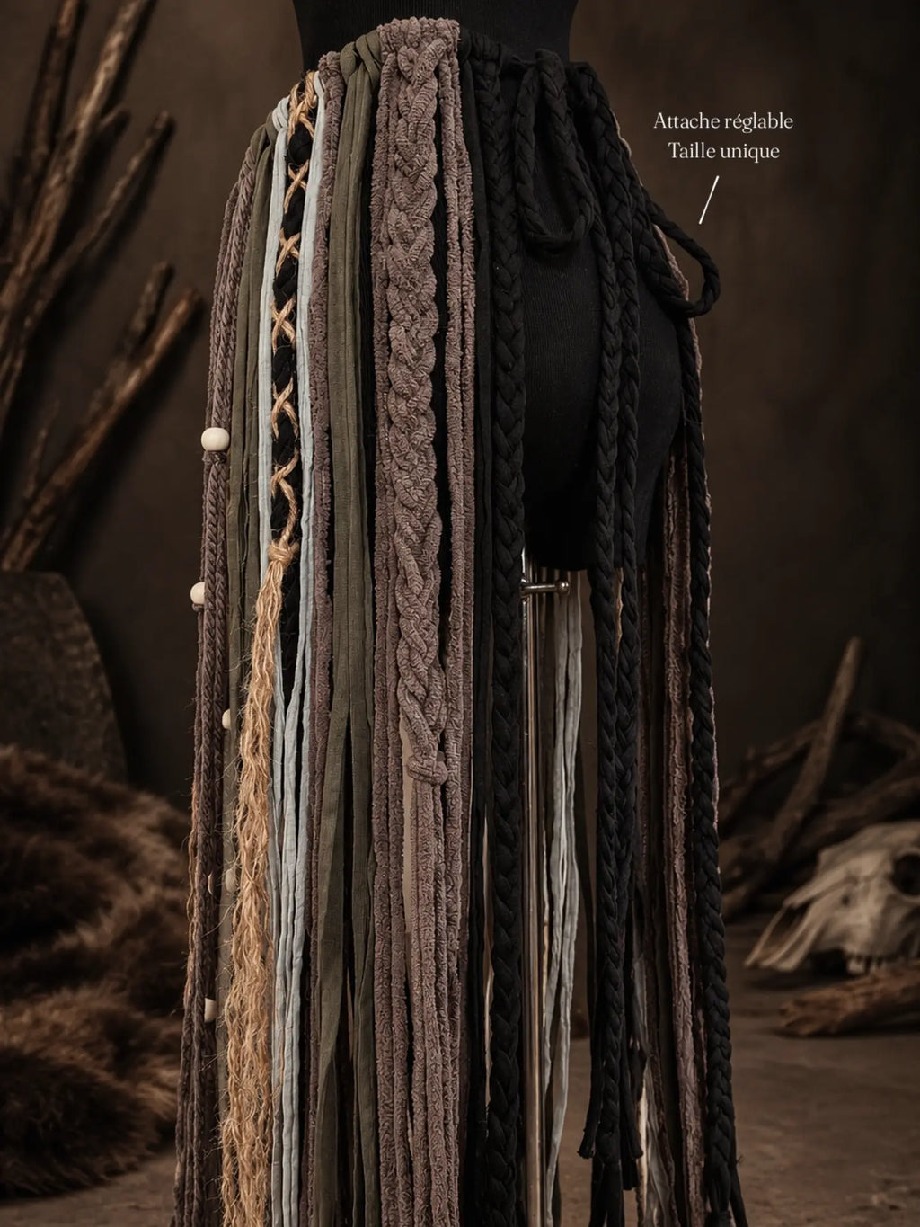 Pagne "HEL" ceinture Volva, Chamanique - viking nordique païen pagan witcher médiéval, cosplay larping GN LARP - fait à la main, Accessoire jupe