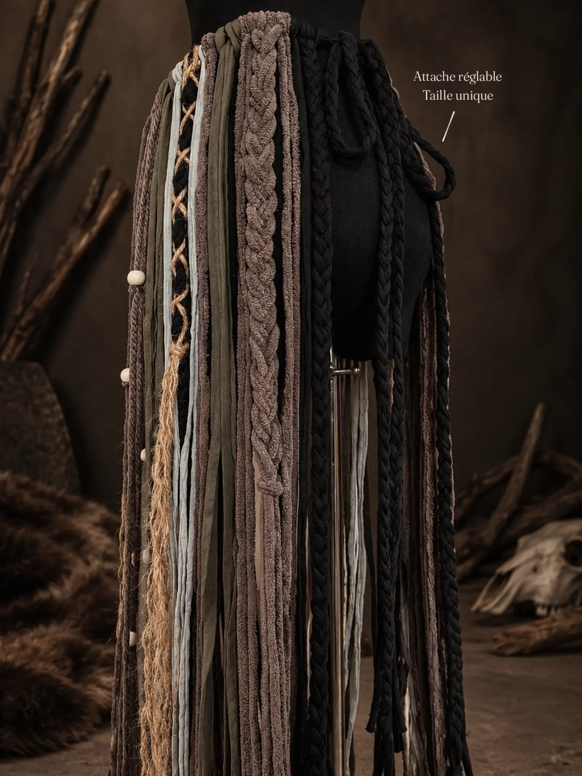 Pagne "HEL" ceinture Volva, Chamanique - viking nordique païen pagan witcher médiéval, cosplay larping GN LARP - fait à la main, Accessoire jupe
