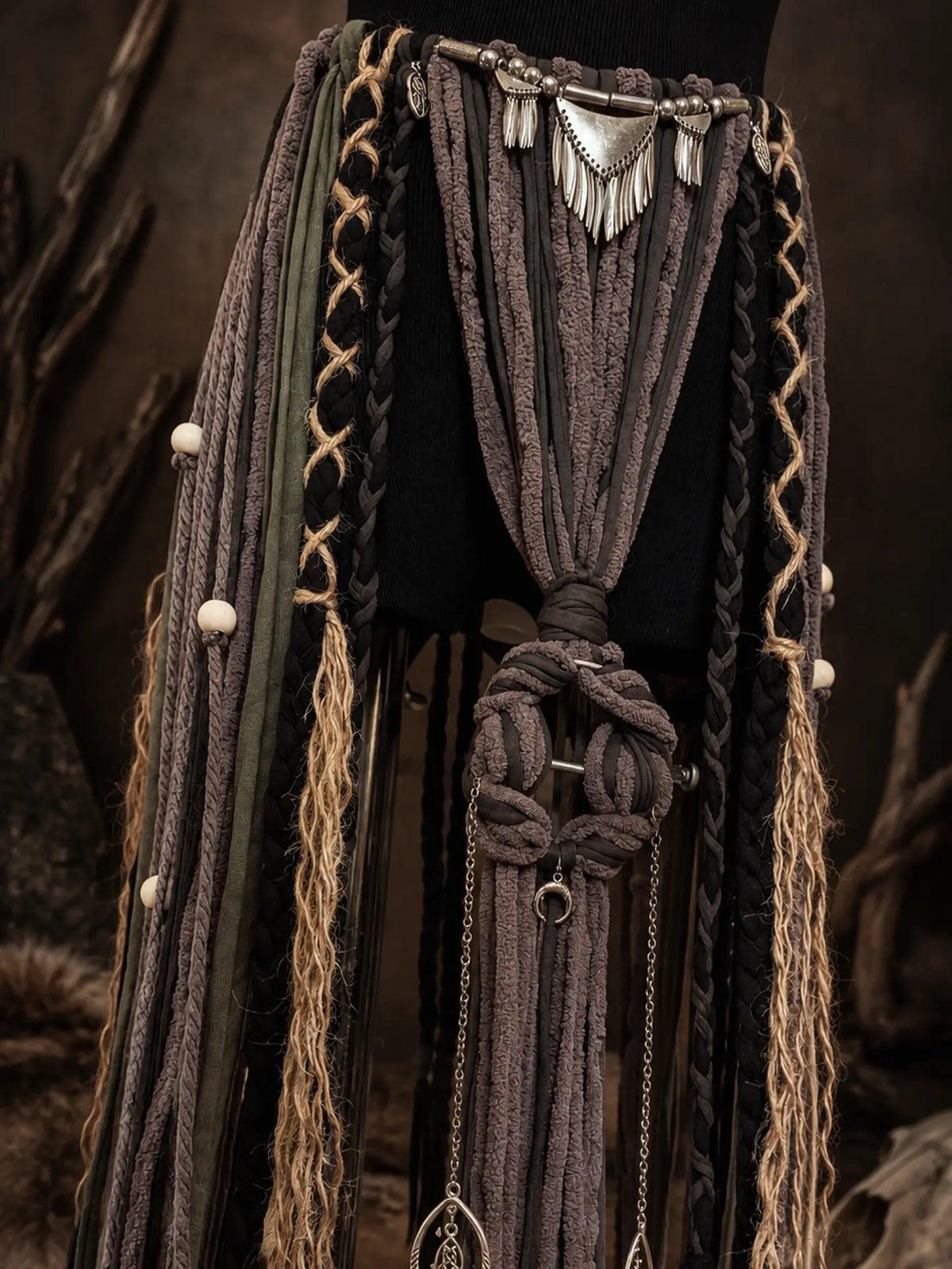 Pagne "HEL" ceinture Volva, Chamanique - viking nordique païen pagan witcher médiéval, cosplay larping GN LARP - fait à la main, Accessoire jupe