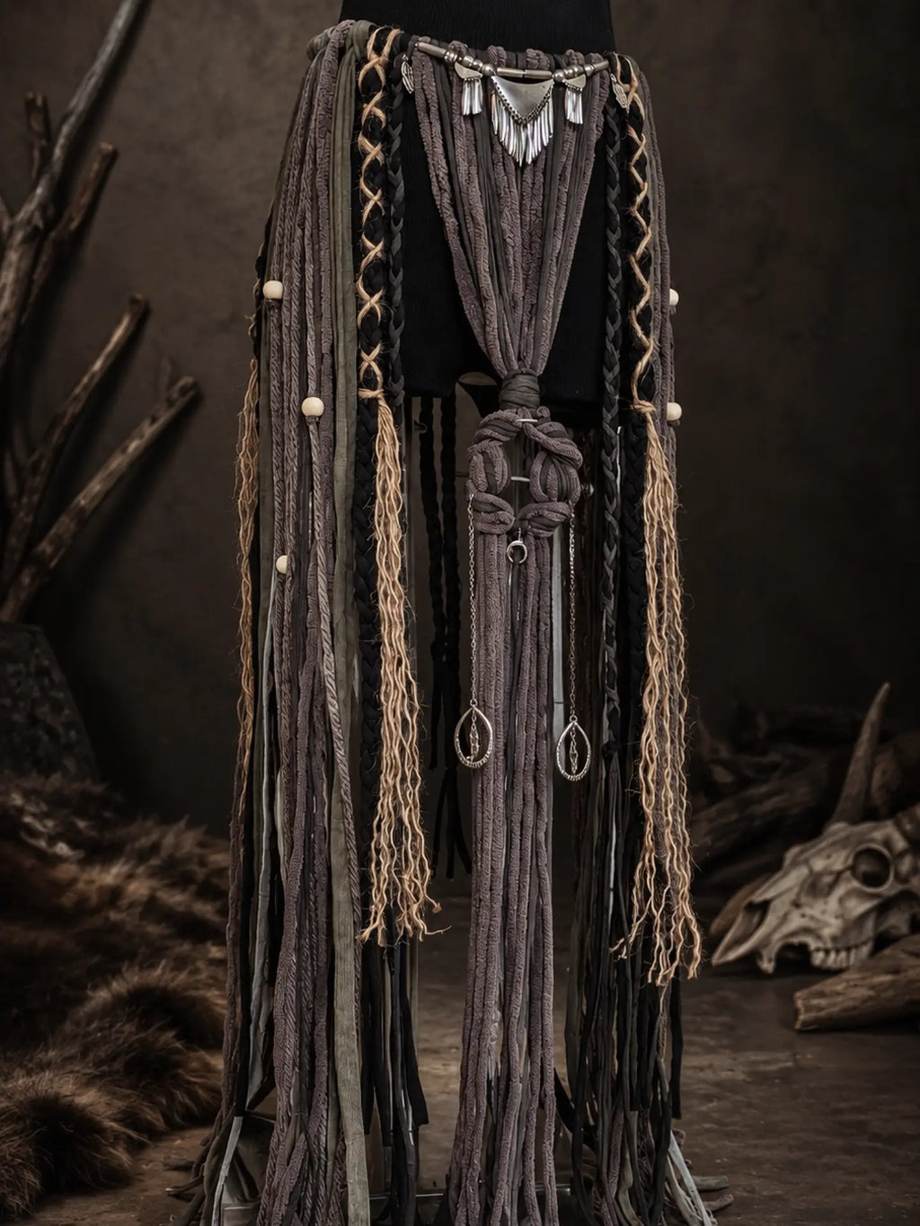 Pagne "HEL" ceinture Volva, Chamanique - viking nordique païen pagan witcher médiéval, cosplay larping GN LARP - fait à la main, Accessoire jupe