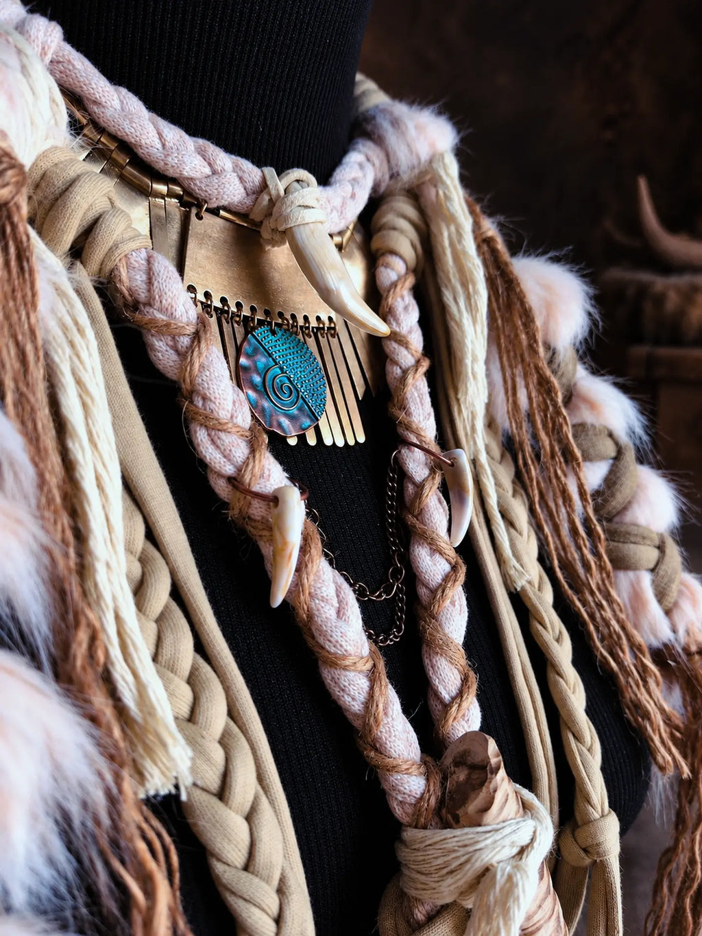 Collier "SKADI" chaman, viking nordique païen tribal pagan witcher médiéval, cosplay larping GN LARP - fait à la main, accessoire Bijoux