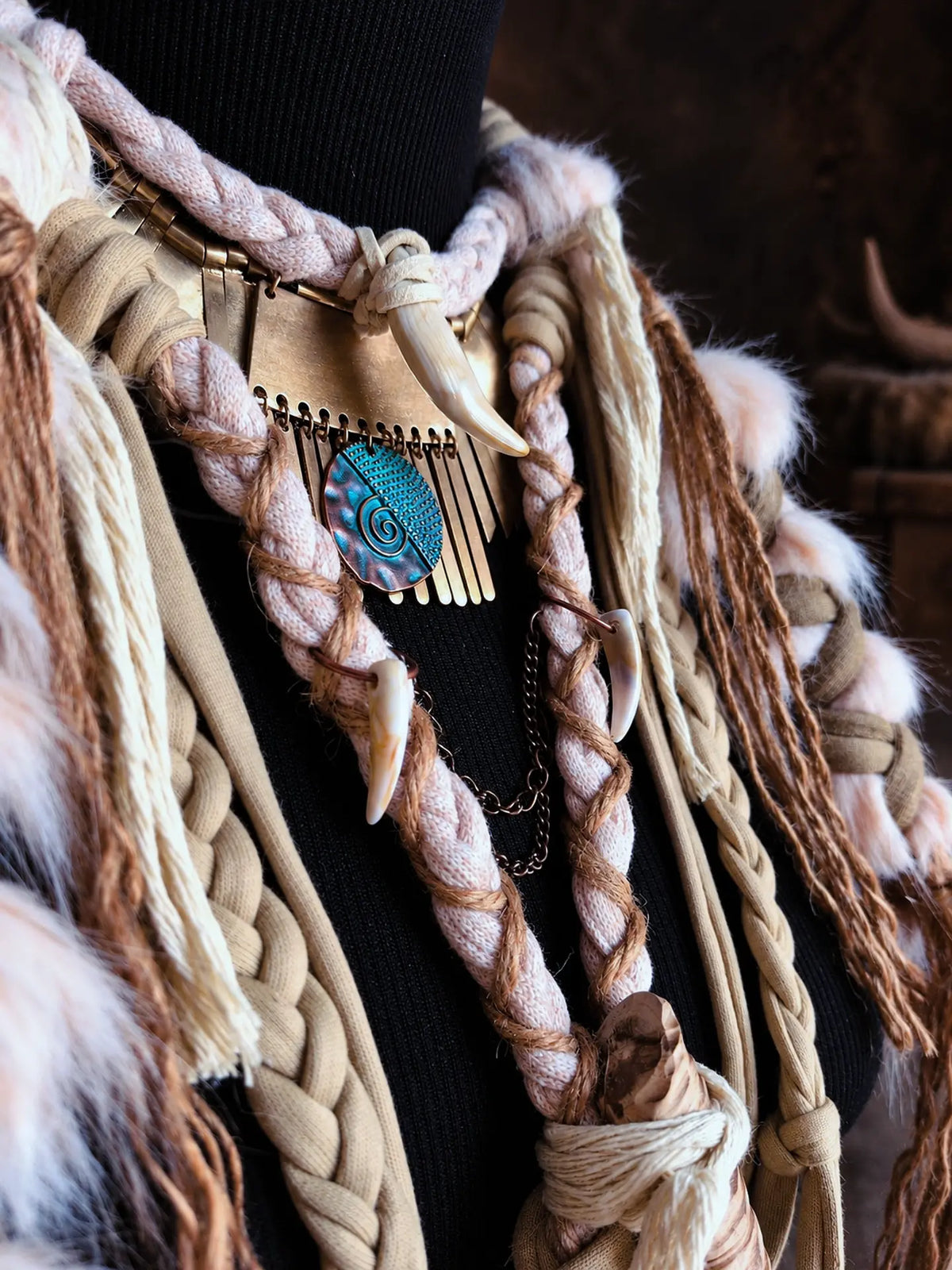 Collier "SKADI" chaman, viking nordique païen tribal pagan witcher médiéval, cosplay larping GN LARP - fait à la main, accessoire Bijoux
