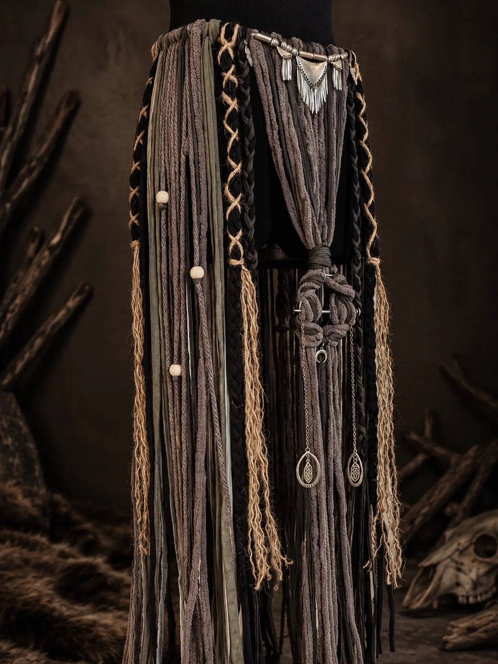 Pagne "HEL" ceinture Volva, Chamanique - viking nordique païen pagan witcher médiéval, cosplay larping GN LARP - fait à la main, Accessoire jupe