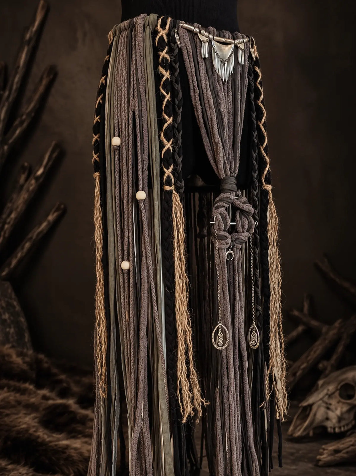 Pagne "HEL" ceinture Volva, Chamanique - viking nordique païen pagan witcher médiéval, cosplay larping GN LARP - fait à la main, Accessoire jupe