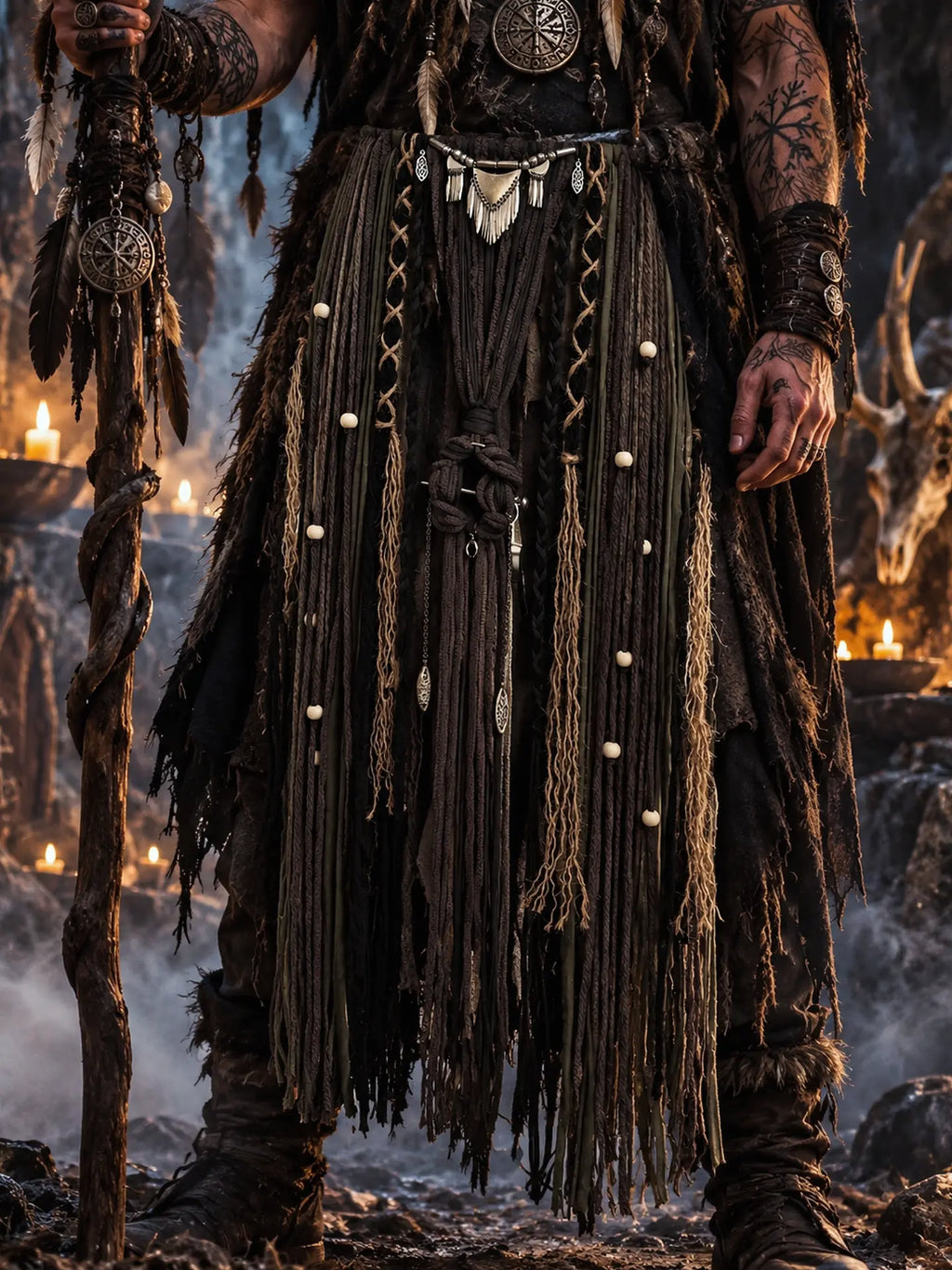 Pagne "HEL" ceinture Volva, Chamanique - viking nordique païen pagan witcher médiéval, cosplay larping GN LARP - fait à la main, Accessoire jupe