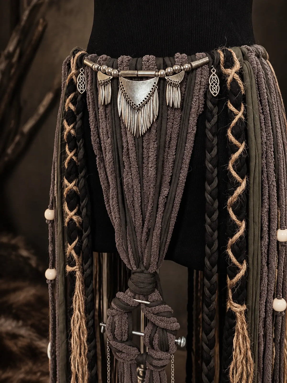 Pagne "HEL" ceinture Volva, Chamanique - viking nordique païen pagan witcher médiéval, cosplay larping GN LARP - fait à la main, Accessoire jupe